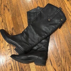 Sam Edelman Knee High Black Leather Boots
